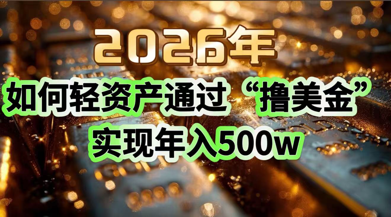 2026年如何轻资产通过“撸美金”实现年入500w-创薯资源