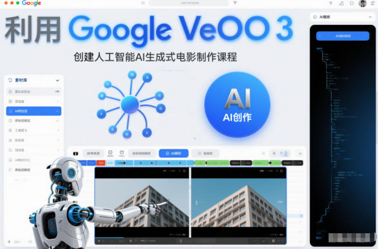 利l用Google Veo 3创建人工智能AI生成式电影制作课程,使用人工智能的力量创建令人惊叹的视频-创薯资源