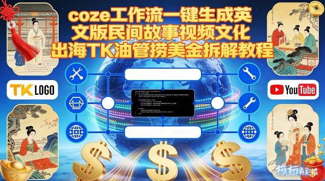Coze扣子工作流一键生成英文版民间故事视频,文化出海TK油管捞美金拆解教程-创薯资源
