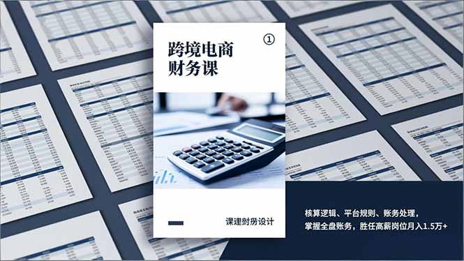 跨境电商财务课，核算逻辑、平台规则、账务处理，掌握全盘账务，胜任高薪岗位月入1.5万+-创薯资源