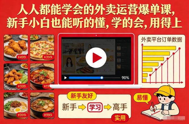 人人都能学会的外卖运营爆单课，新手小白也能听的懂，学的会，用得上-创薯资源