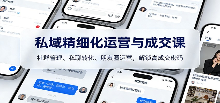 私域精细化运营与成交课：社群管理、私聊转化、朋友圈运营，解锁高成交密码-创薯资源