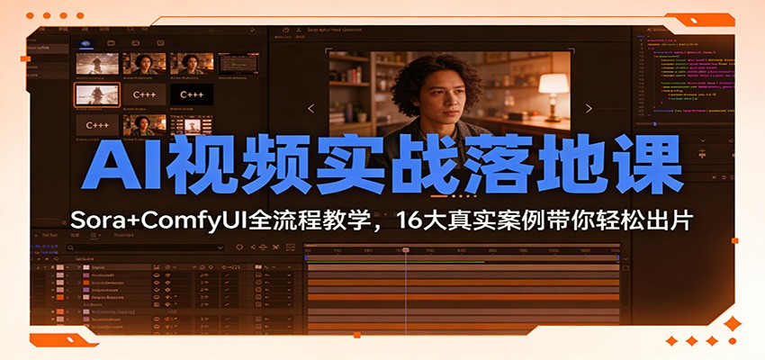 AI视频实战落地课：Sora+ComfyUI全流程教学，16大真实案例带你轻松出片-创薯资源