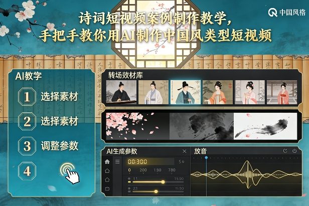 古诗词短视频案例制作教学，手把手教你用AI制作中国风类型短视频-创薯资源