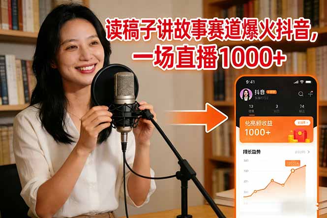 读稿子讲故事赛道爆火抖音，一场直播日入1000+-创薯资源
