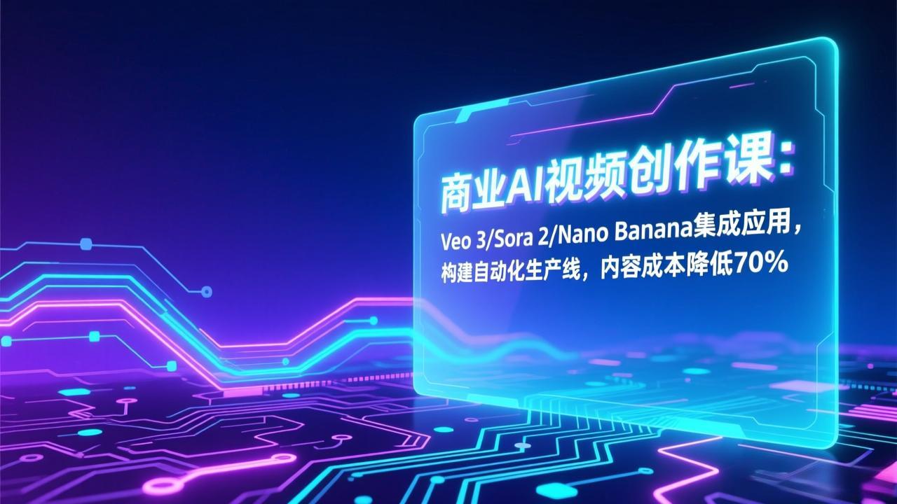 商业AI视频创作课：Veo 3/Sora 2/Nano Banana集成应用，构建自动化生产线，内容成本降低70%-创薯资源