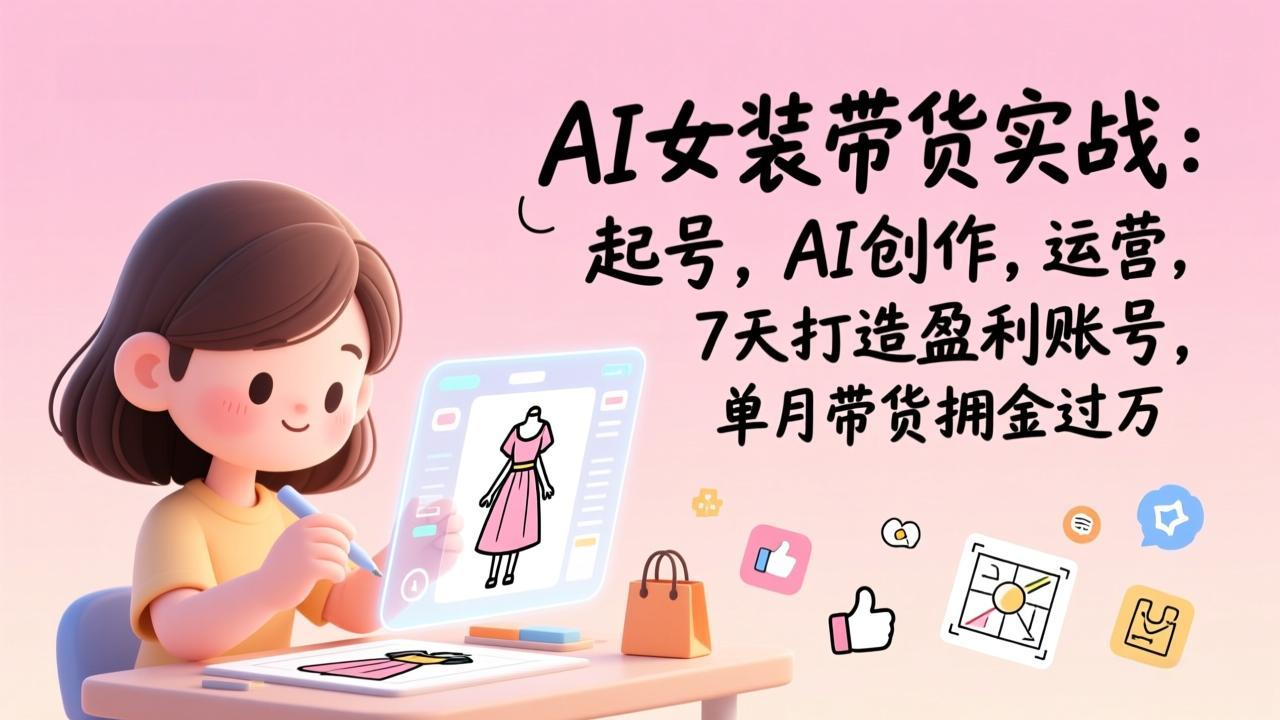 AI女装带货实战：起号，AI创作，运营，7天打造盈利账号，单月带货佣金过万-创薯资源