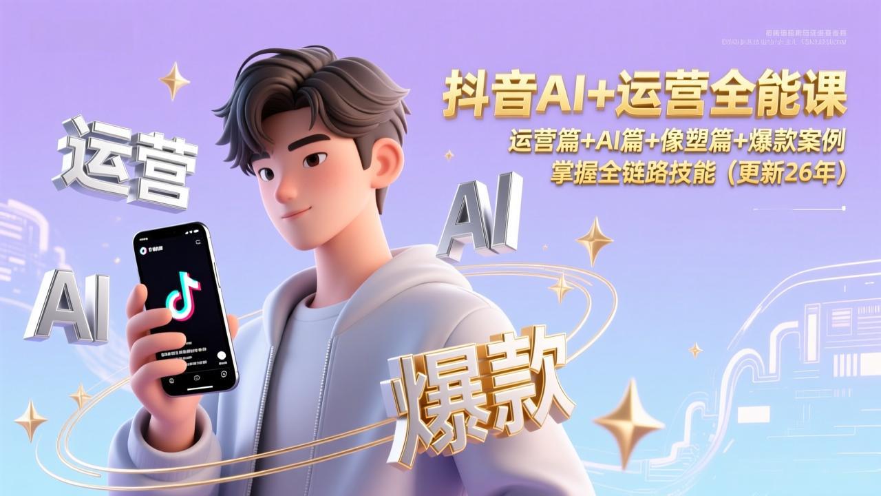 抖音AI+运营全能课，运营篇+AI篇+像塑篇+爆款案例，掌握全链路技能(更新26年-创薯资源