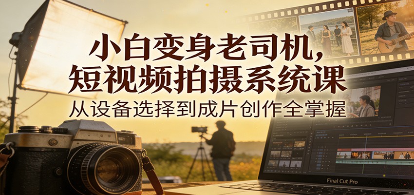 小白变身老司机，短视频拍摄系统课，从设备选择到成片创作全掌握-创薯资源