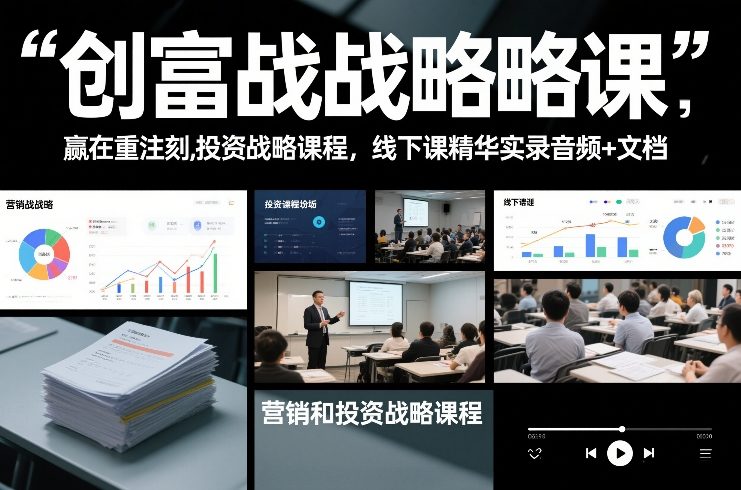 创富战略课，赢在重注时刻，营销和投资战略课程，线下课精华实录音频+文档-创薯资源