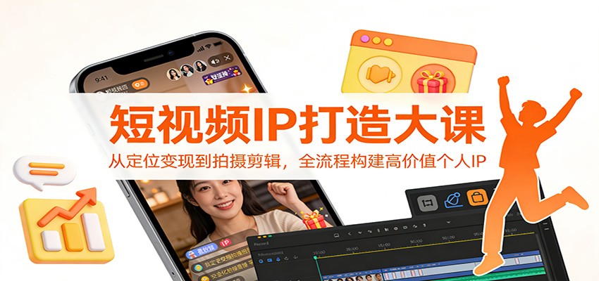 短视频IP打造大课：从定位变现到拍摄剪辑，全流程构建高价值个人IP-创薯资源