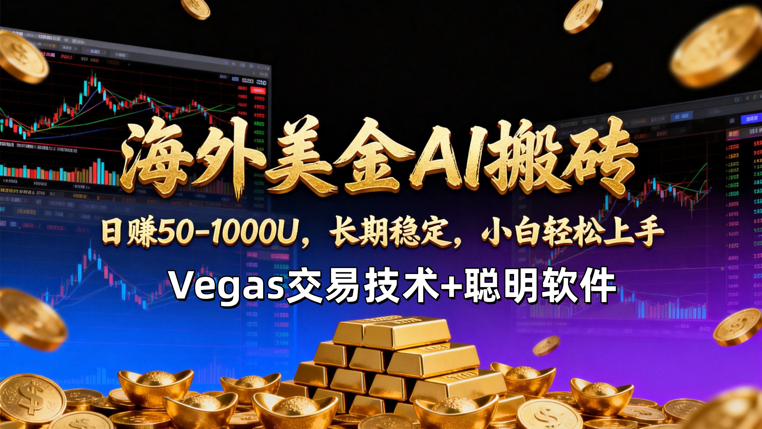 【海外美金AI搬砖】Vegas交易技术+聪明软件，日赚50-1000U，长期稳定，小白轻松上手。-创薯资源