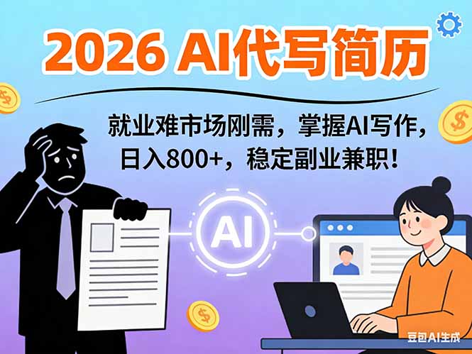 AI代写简历，超暴利，用万能模板月入1-3万实战教程，2026年市场刚需！-创薯资源