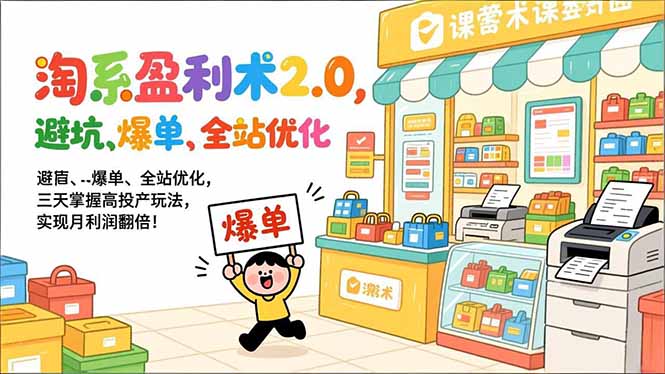 淘系盈利术2.0，避坑、爆单、全站优化，三天掌握高投产玩法，实现月利润翻倍！-创薯资源