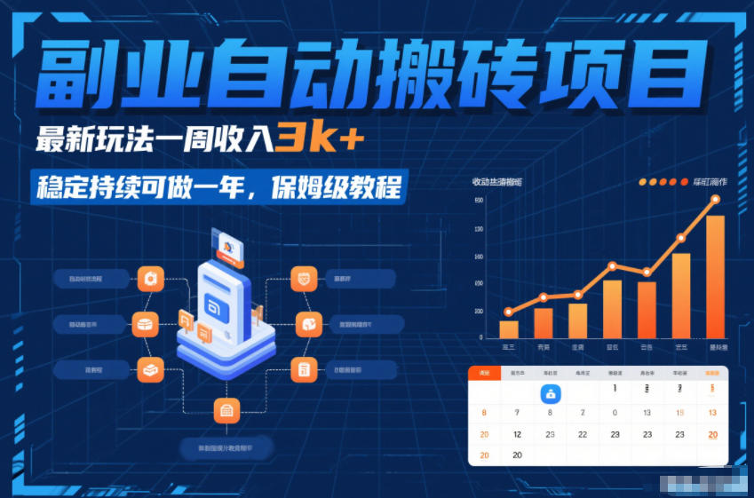 副业自动搬砖项目，最新玩法一周收入3k+，稳定持续可做一年，保姆级教程【揭秘】-创薯资源