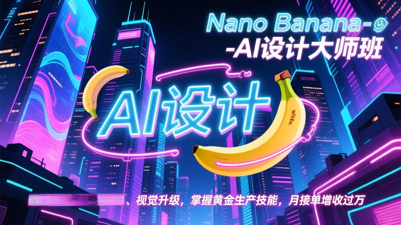 Nano Banana-AI设计大师班，修图合成、广告创作、视觉升级，掌握黄金生产技能，月接单增收过万-创薯资源