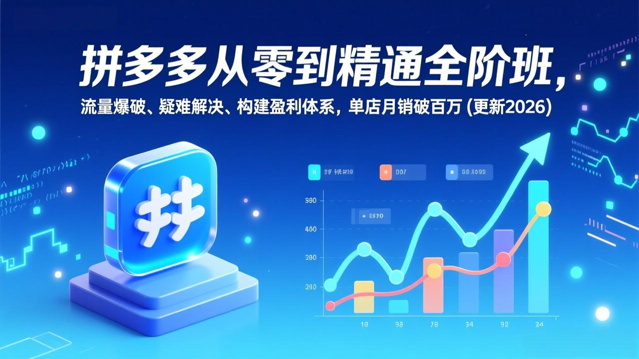 拼多多从零到精通全阶班，流量爆破、疑难解决，构建盈利体系，单店月销破百万(更新2026-创薯资源