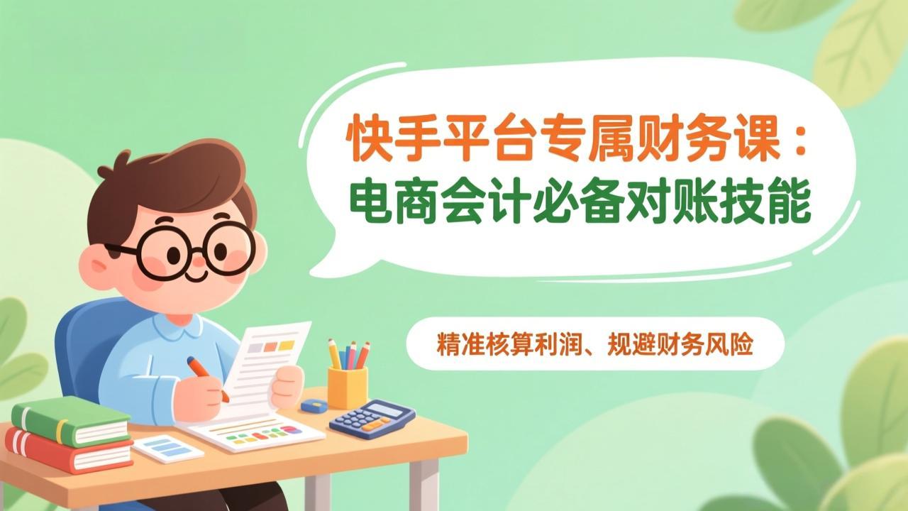 快手平台专属财务课：电商会计必备对账技能，精准核算利润、规避财务风险-创薯资源