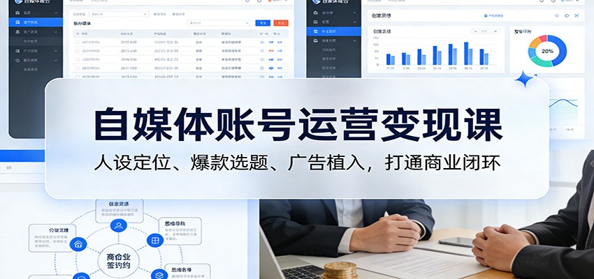 自媒体账号运营变现课：人设定位、爆款选题、广告植入，打通商业闭环-创薯资源
