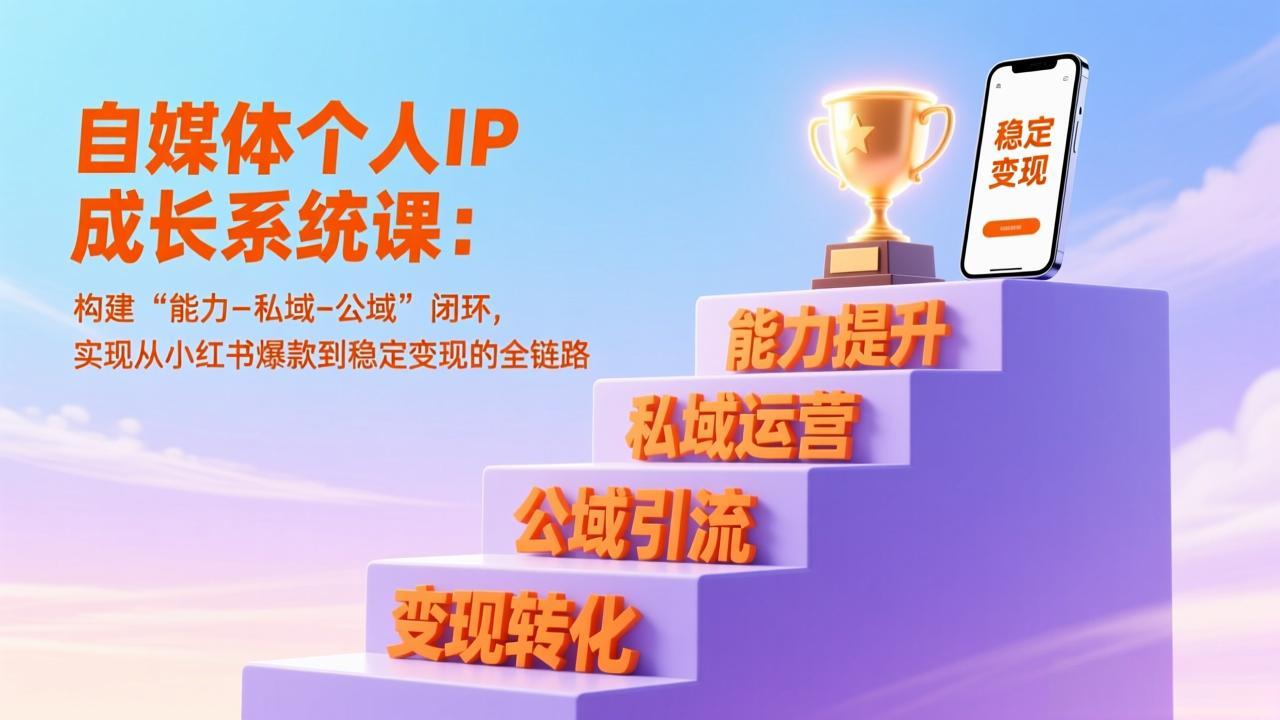 自媒体个人IP成长系统课：构建“能力-私域-公域”闭环，实现从小红书爆款到稳定变现的全链路-创薯资源