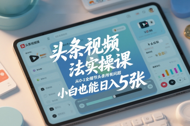 头条视频玩法实操课,从0-1全细节头条所有问题,小白也能日入5张-创薯资源