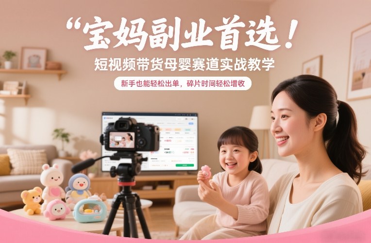 宝妈副业首选！短视频带货母婴赛道实战教学，新手也能轻松出单，碎片时间轻松增收-创薯资源