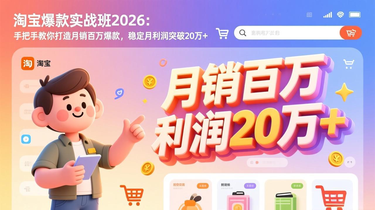 淘宝爆款实战班2026：手把手教你打造月销百万爆款，稳定月利润突破20万+-创薯资源