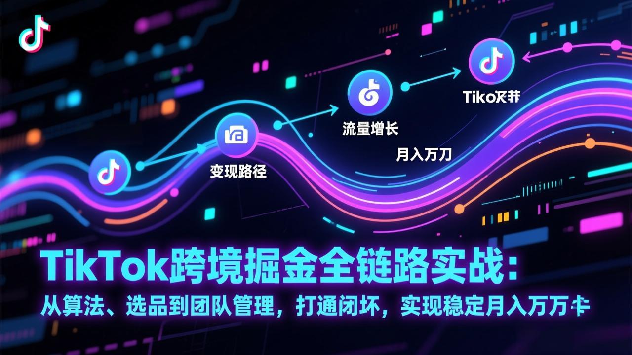 TikTok跨境掘金全链路实战：从算法、选品到团队管理，打通闭环，实现稳定月入万刀-创薯资源