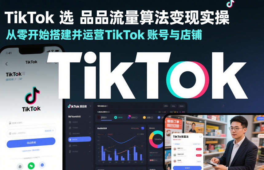 TikTok选品流量算法变现实操，从零开始搭建并运营TikTok账号与店铺-创薯资源
