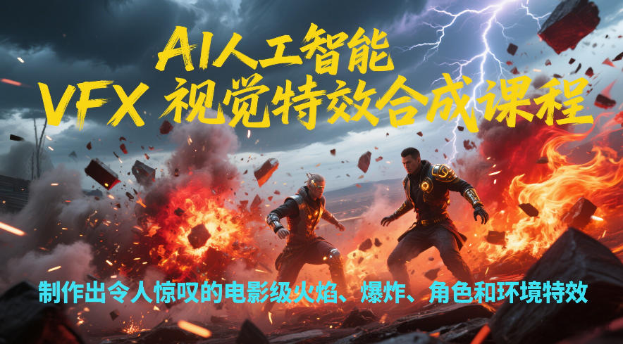 AI人工智能VFX视觉特效合成课程，制作出令人惊叹的电影级火焰、爆炸、角色和环境特效-创薯资源