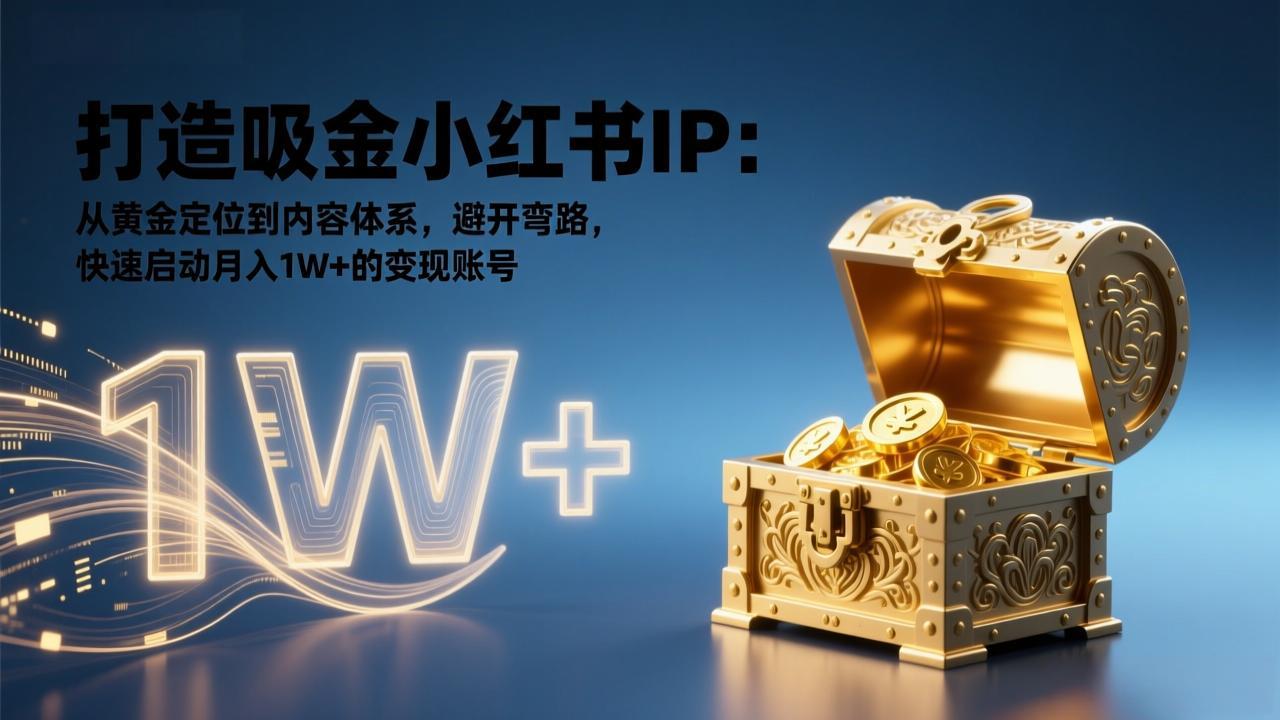 打造吸金小红书IP：从黄金定位到内容体系，避开弯路，快速启动月入1W+的变现账号-创薯资源