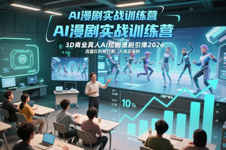 AI漫剧实战训练营，3D商业真人AI短剧漫剧引爆2026，流量红利期已至，入场正当时-创薯资源