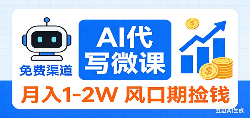 2026告别打工！AI 代写微课，提供免费渠道，月入 1-2W 风口期捡钱-创薯资源
