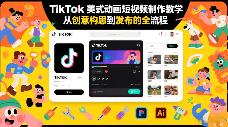 TikTok美式动画短视频制作教学，从创意构思到发布的全流程-创薯资源
