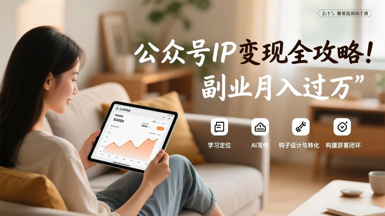 公众号IP变现全攻略，学习定位、AI写作、钩子设计与转化，构建获客闭环，副业月入过万-创薯资源