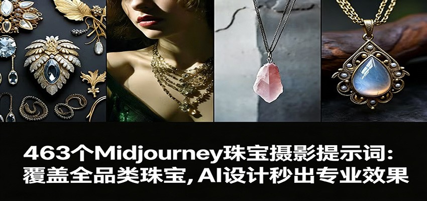 463个Midjourney珠宝摄影提示词：覆盖全品类珠宝，AI设计秒出专业效果-创薯资源