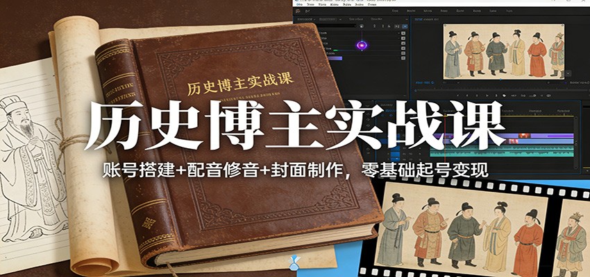 历史博主实战课：账号搭建+配音修音+封面制作，零基础起号变现-创薯资源