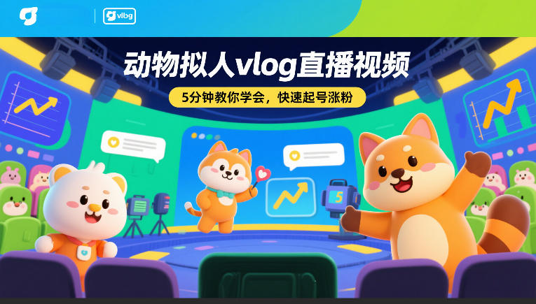 动物拟人vlog直播视频,5分钟教你学会,快速起号涨粉-创薯资源