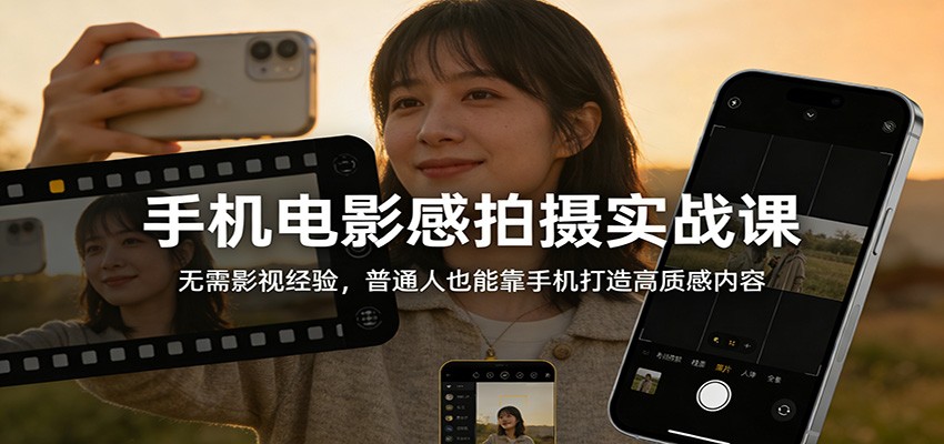 手机电影感拍摄实战课：无需影视经验，普通人也能靠手机打造高质感内容-创薯资源