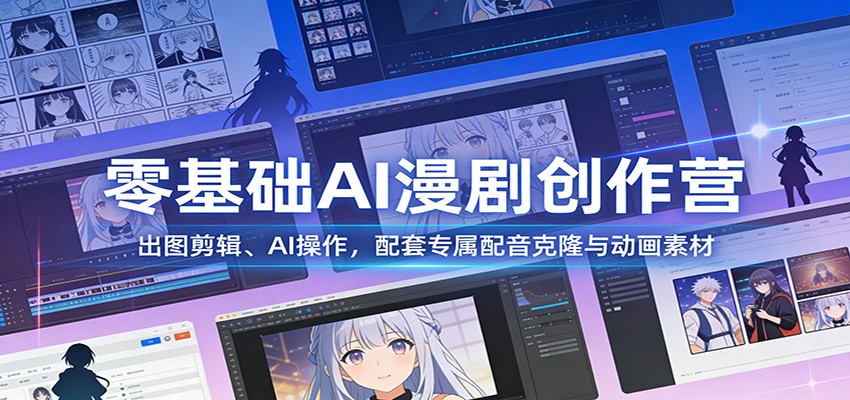 零基础AI漫剧创作营：出图剪辑、AI操作，配套专属配音克隆与动画素材-创薯资源