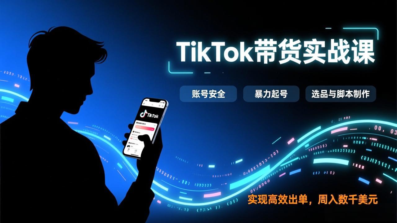 TikTok带货实战课，涵盖账号安全、暴力起号、选品与脚本制作，实现高效出单，周入数千美元-创薯资源
