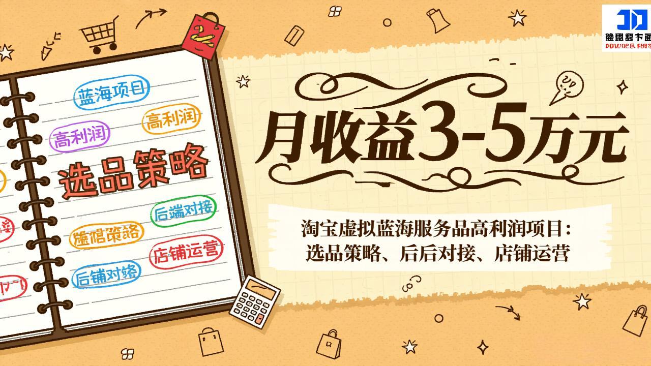 淘宝虚拟蓝海服务品高利润项目：选品策略、后端对接、店铺运营，月收益可达3-5万元-创薯资源