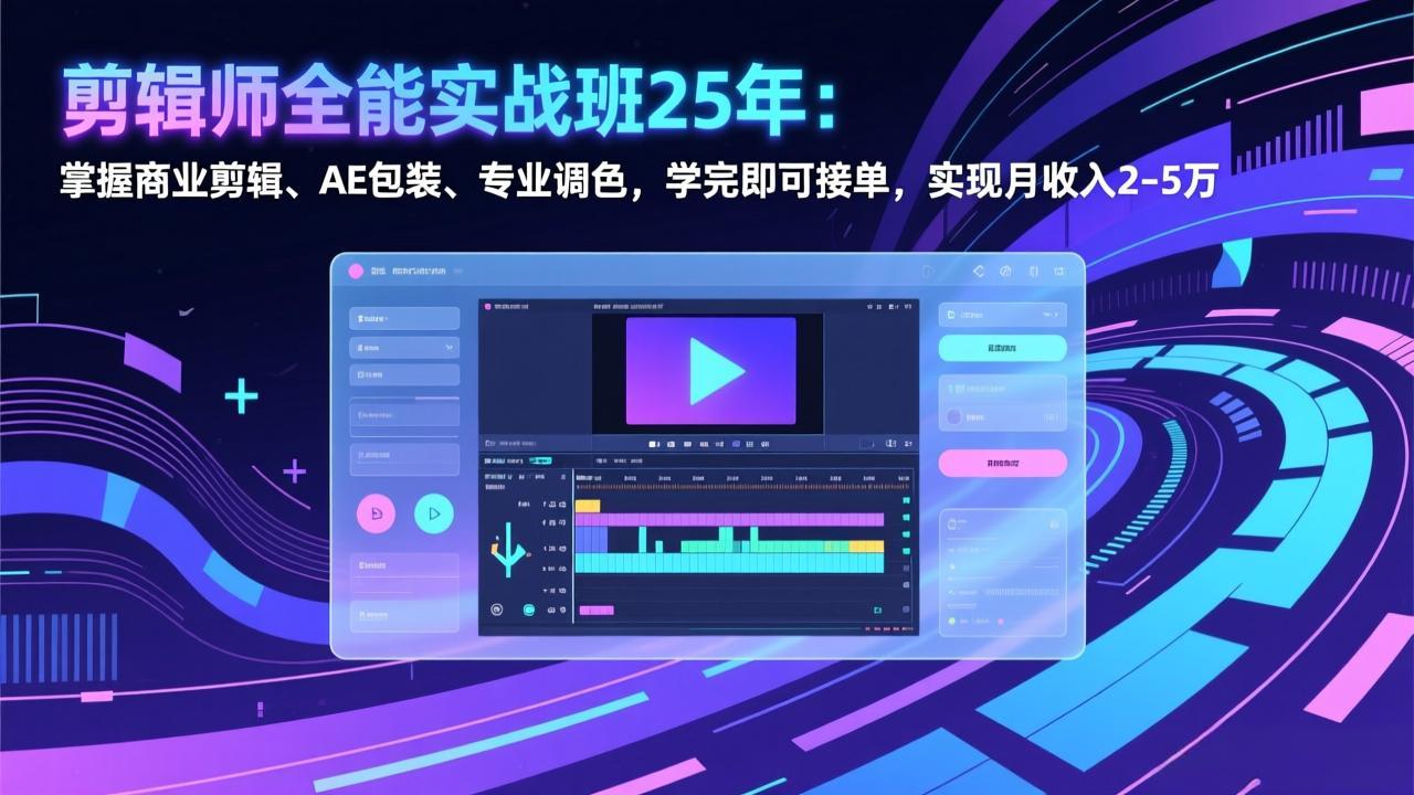 剪辑师全能实战班25年：掌握商业剪辑、AE包装、专业调色，学完即可接单，实现月收入2-5万-创薯资源
