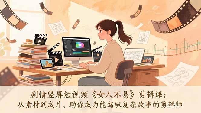 剧情竖屏短视频《女人不易》剪辑课：从素材到成片、助你成为能驾驭复杂故事的剪辑师-创薯资源