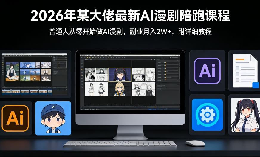 26年某大佬最新Ai漫剧陪跑课程，普通人从零开始做AI漫剧，副业月入2W+-创薯资源
