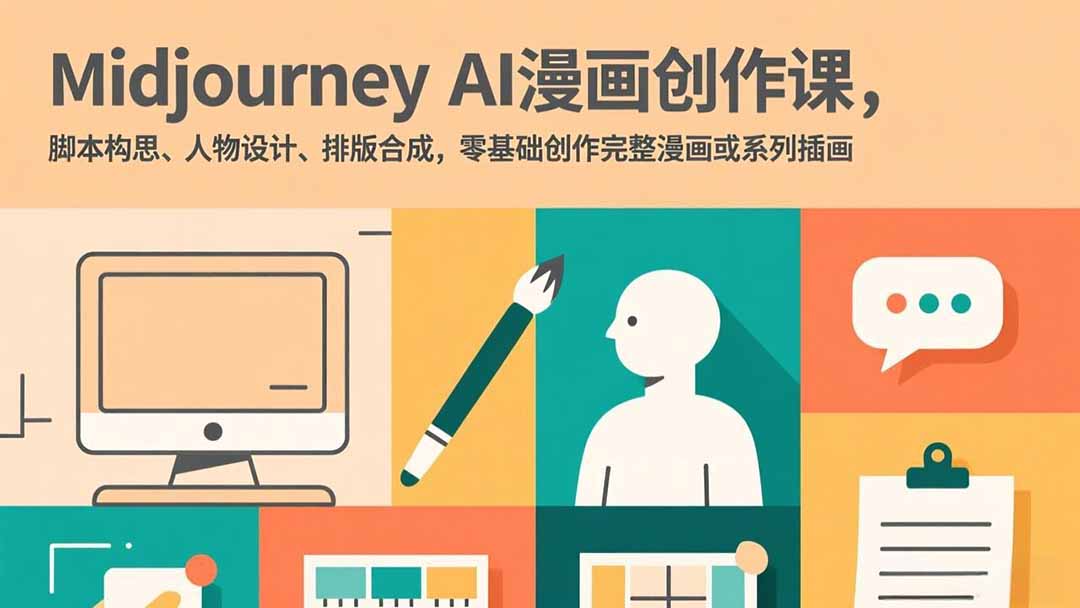 Midjourney AI漫画创作课，脚本构思、人物设计、排版合成，零基础创作完整漫画或系列插画-创薯资源