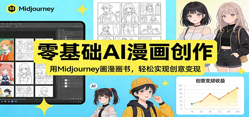 零基础AI漫画创作：用Midjourney画漫画书，轻松实现创意变现-创薯资源
