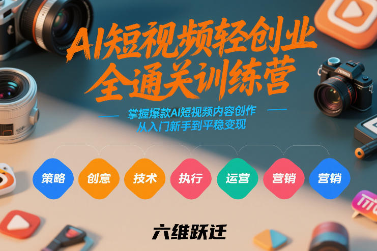 AI短视频轻创业全通关训练营，掌握爆款AI短视频内容创作，从入门新手到平稳变现的六维跃迁-创薯资源