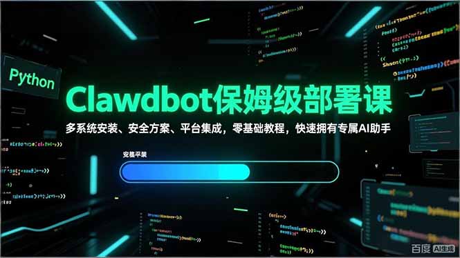Clawdbot保姆级部署课，多系统安装、安全方案、平台集成，零基础教程，快速拥有专属AI助手-创薯资源