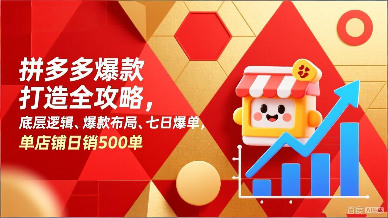 拼多多爆款打造全攻略，底层逻辑、爆款布局、七日爆单，单店铺日销500单-创薯资源